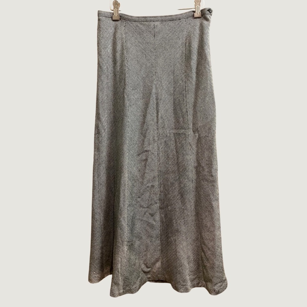 Worthington Herringbone Maxi Skirt Womens 8 Black White Wool Blend A-Line Long